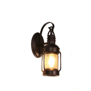 Industrial Black Lantern Metal External Wall Light Zawala Image - 9