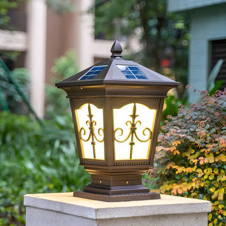 Classic Vintage Solar Post Outdoor Lantern Table Lamp Zawala Image - 1