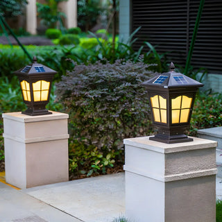 Classic Vintage Solar Post Outdoor Lantern Table Lamp Zawala Image - 12