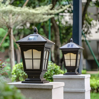 Classic Vintage Solar Post Outdoor Lantern Table Lamp Zawala Image - 2