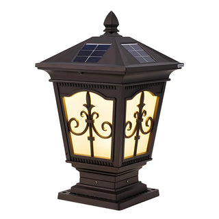 Classic Vintage Solar Post Outdoor Lantern Table Lamp Zawala Image - 4