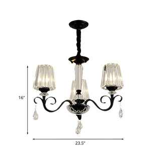 ZOWALA - Classic Black Drum Prismatic Clear Crystal Chandelier #size