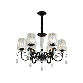 ZOWALA - Classic Black Drum Prismatic Clear Crystal Chandelier Image - 4