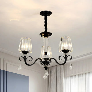 ZOWALA - Classic Black Drum Prismatic Clear Crystal Chandelier Image - 2