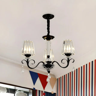 ZOWALA - Classic Black Drum Prismatic Clear Crystal Chandelier Image - 7