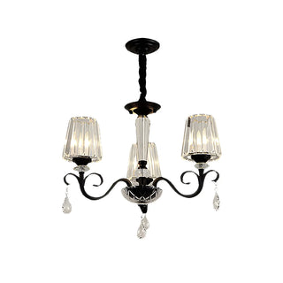 ZOWALA - Classic Black Drum Prismatic Clear Crystal Chandelier Image - 8