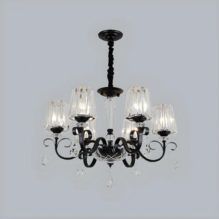 ZOWALA - Classic Black Drum Prismatic Clear Crystal Chandelier Image - 5