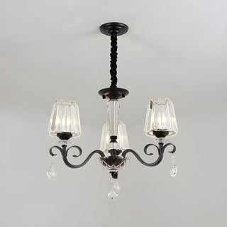 ZOWALA - Classic Black Drum Prismatic Clear Crystal Chandelier Image - 9