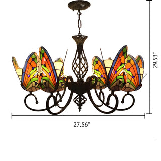 ZOWALA - Vintage Black Stained Glass Butterfly Chandelier #size