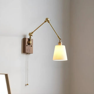 ZOWALA - Adjustable Brass Cone Swing Arm Wall Sconce with Pull Chain Image - 1