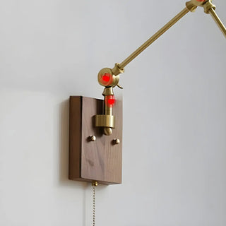 ZOWALA - Adjustable Brass Cone Swing Arm Wall Sconce with Pull Chain Image - 11