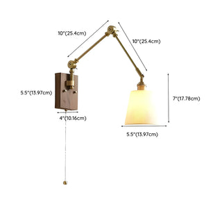 ZOWALA - Adjustable Brass Cone Swing Arm Wall Sconce with Pull Chain #size