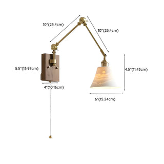 ZOWALA - Adjustable Brass Cone Swing Arm Wall Sconce with Pull Chain Image - 16