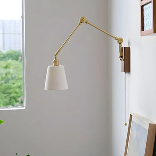 ZOWALA - Adjustable Brass Cone Swing Arm Wall Sconce with Pull Chain Image - 5