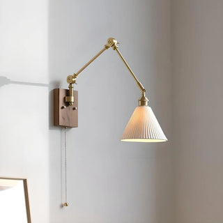 ZOWALA - Adjustable Brass Cone Swing Arm Wall Sconce with Pull Chain Image - 6