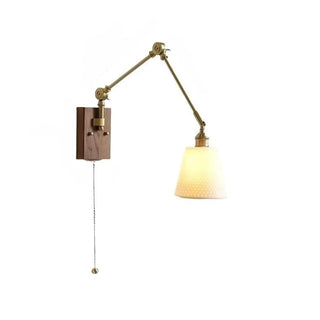 ZOWALA - Adjustable Brass Cone Swing Arm Wall Sconce with Pull Chain Image - 10