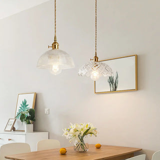 ZOWALA - Vintage Brass Dome Clear Glass Pendant Light Image - 1