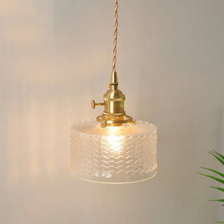 ZOWALA - Vintage Brass Dome Clear Glass Pendant Light Image - 10
