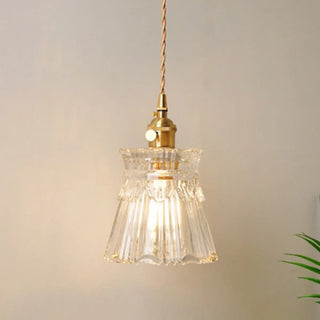 ZOWALA - Vintage Brass Dome Clear Glass Pendant Light Image - 12