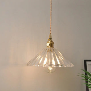ZOWALA - Vintage Brass Dome Clear Glass Pendant Light Image - 13