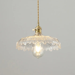 ZOWALA - Vintage Brass Dome Clear Glass Pendant Light Image - 14