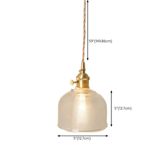 ZOWALA - Vintage Brass Dome Clear Glass Pendant Light #size