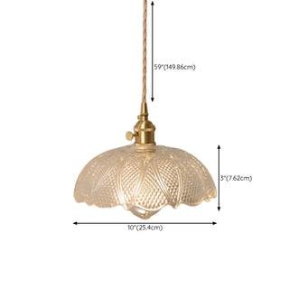 ZOWALA - Vintage Brass Dome Clear Glass Pendant Light Image - 17