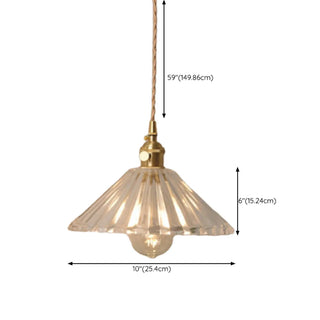ZOWALA - Vintage Brass Dome Clear Glass Pendant Light Image - 18
