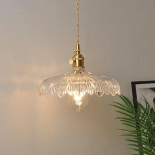 ZOWALA - Vintage Brass Dome Clear Glass Pendant Light Image - 2