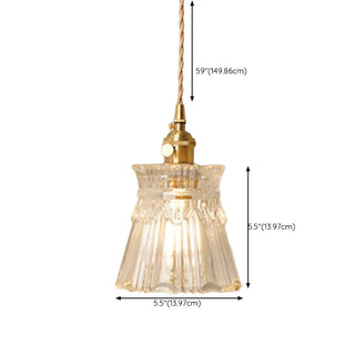 ZOWALA - Vintage Brass Dome Clear Glass Pendant Light Image - 20