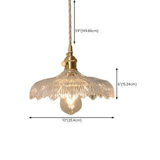 ZOWALA - Vintage Brass Dome Clear Glass Pendant Light Image - 23