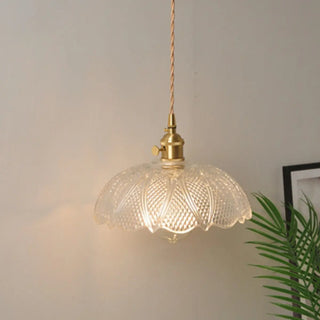 ZOWALA - Vintage Brass Dome Clear Glass Pendant Light Image - 3