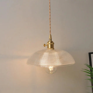 ZOWALA - Vintage Brass Dome Clear Glass Pendant Light Image - 4