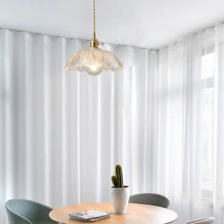 ZOWALA - Vintage Brass Dome Clear Glass Pendant Light Image - 5