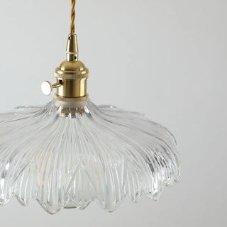 ZOWALA - Vintage Brass Dome Clear Glass Pendant Light Image - 7