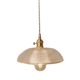 ZOWALA - Vintage Brass Dome Clear Glass Pendant Light Image - 8
