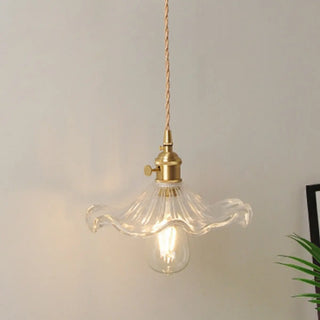ZOWALA - Vintage Brass Dome Clear Glass Pendant Light Image - 9