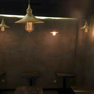 ZOWALA - Vintage Brass Wide Flared Living Room Pendant Light Image - 3