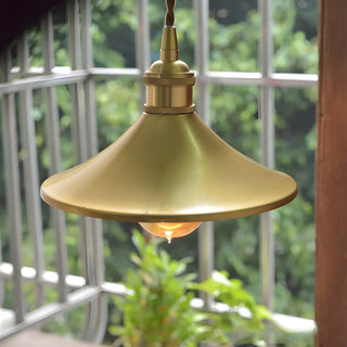 ZOWALA - Vintage Brass Wide Flared Living Room Pendant Light Image - 4