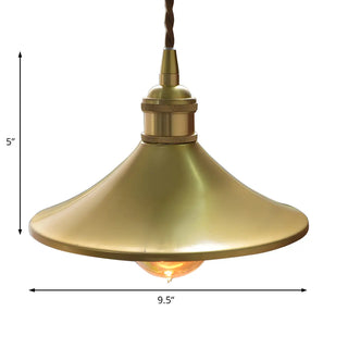 ZOWALA - Vintage Brass Wide Flared Living Room Pendant Light Image - 7