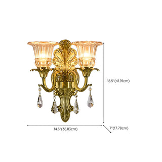 ZOWALA - Victorian Clear Glass Floral LED Brass Wall Lights Image - 10