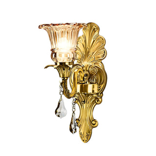 ZOWALA - Victorian Clear Glass Floral LED Brass Wall Lights Image - 5