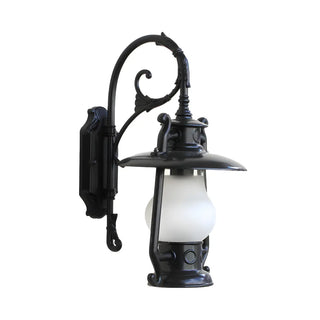 ZOWALA - Vintage Brass Lantern Frosted Exterior Wall Sconce Image - 9