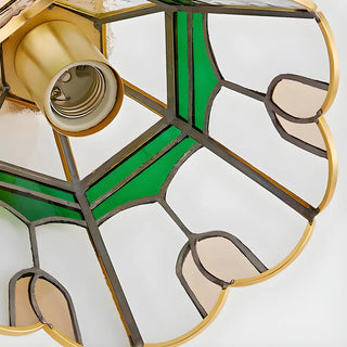 ZOWALA - Vintage Stained Glass Floral Shade Brass Wall Lamp Image - 7