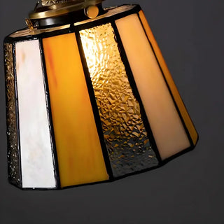 ZOWALA - Tiffany Stained Yellow Black Glass Tapered Pendant Light Image - 10