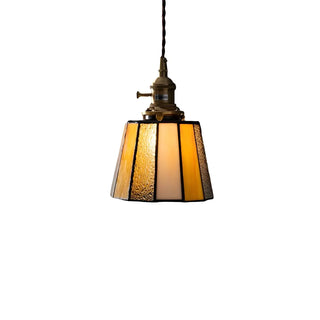 ZOWALA - Tiffany Stained Yellow Black Glass Tapered Pendant Light Image - 13