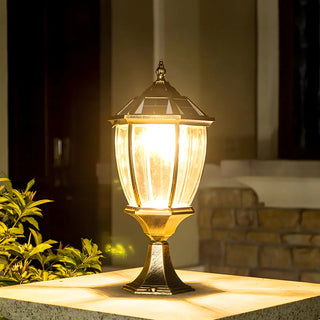 Vintage Solar Lantern Outdoor Garden Column Light Gold Zawala Image - 5