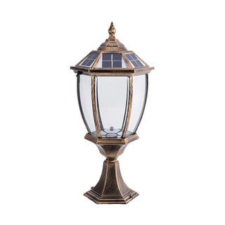 Vintage Solar Lantern Outdoor Garden Column Light Gold Zawala Image - 6