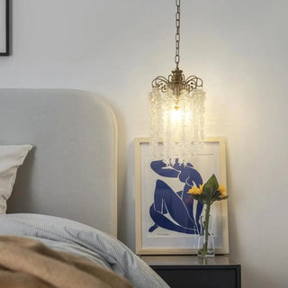 ZOWALA - Antique Bronze Chain Bedroom Clear Crystal Pendant Light Image - 1