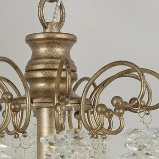 ZOWALA - Antique Bronze Chain Bedroom Clear Crystal Pendant Light Image - 10